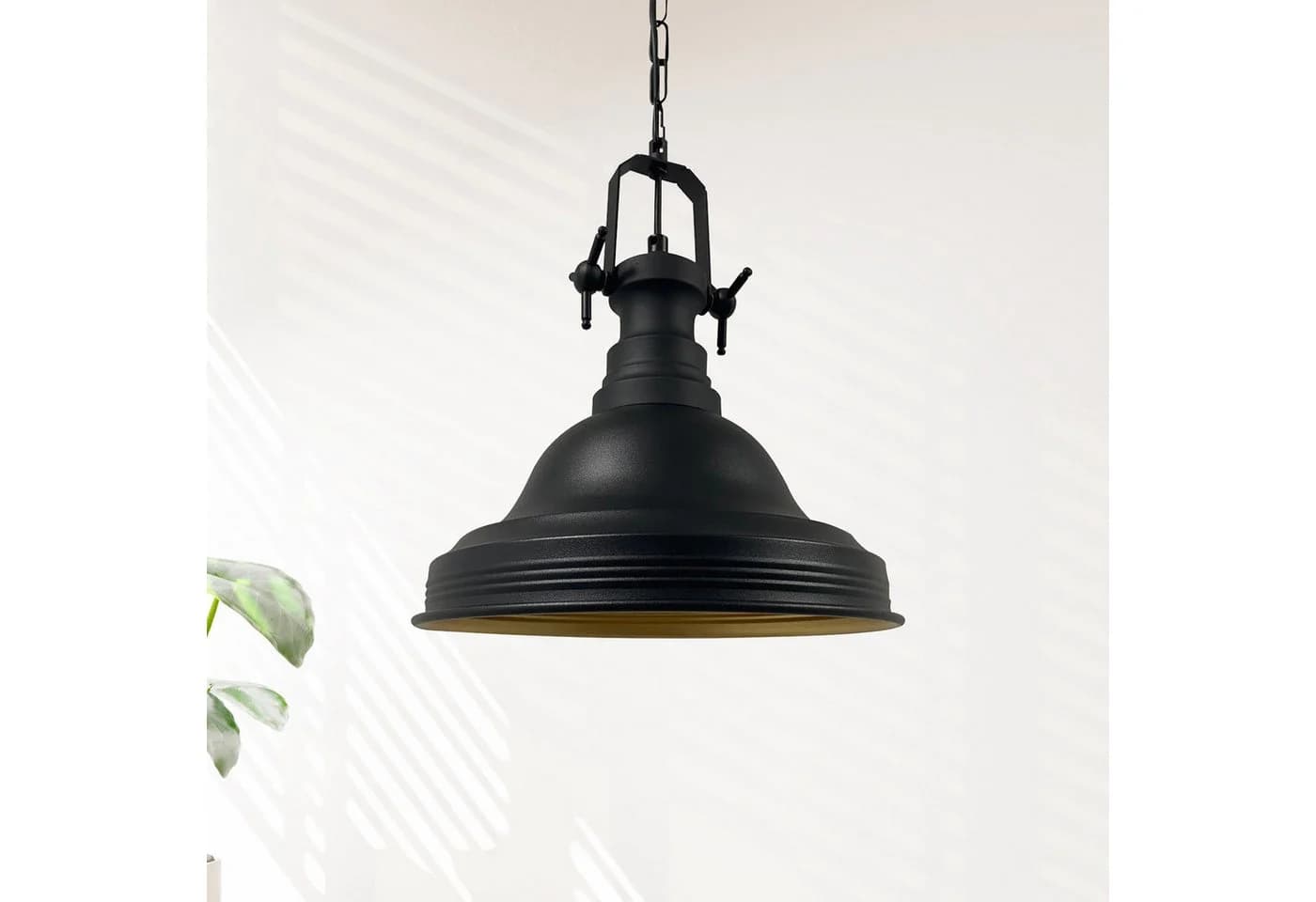 Bamyum Pendelleuchte Vintage Schwarz Metall Ø30 cm