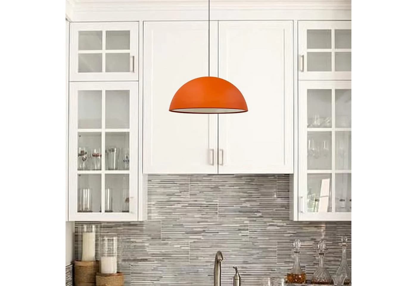 Bamyum Pendelleuchte Orange Metall E27 Modern Retro - Bild 5