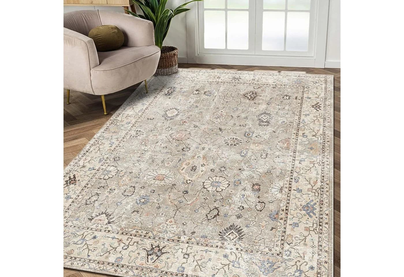 Bamyum Teppich Monty Chenille-Druck Waschbar Antibakteriell Vintage