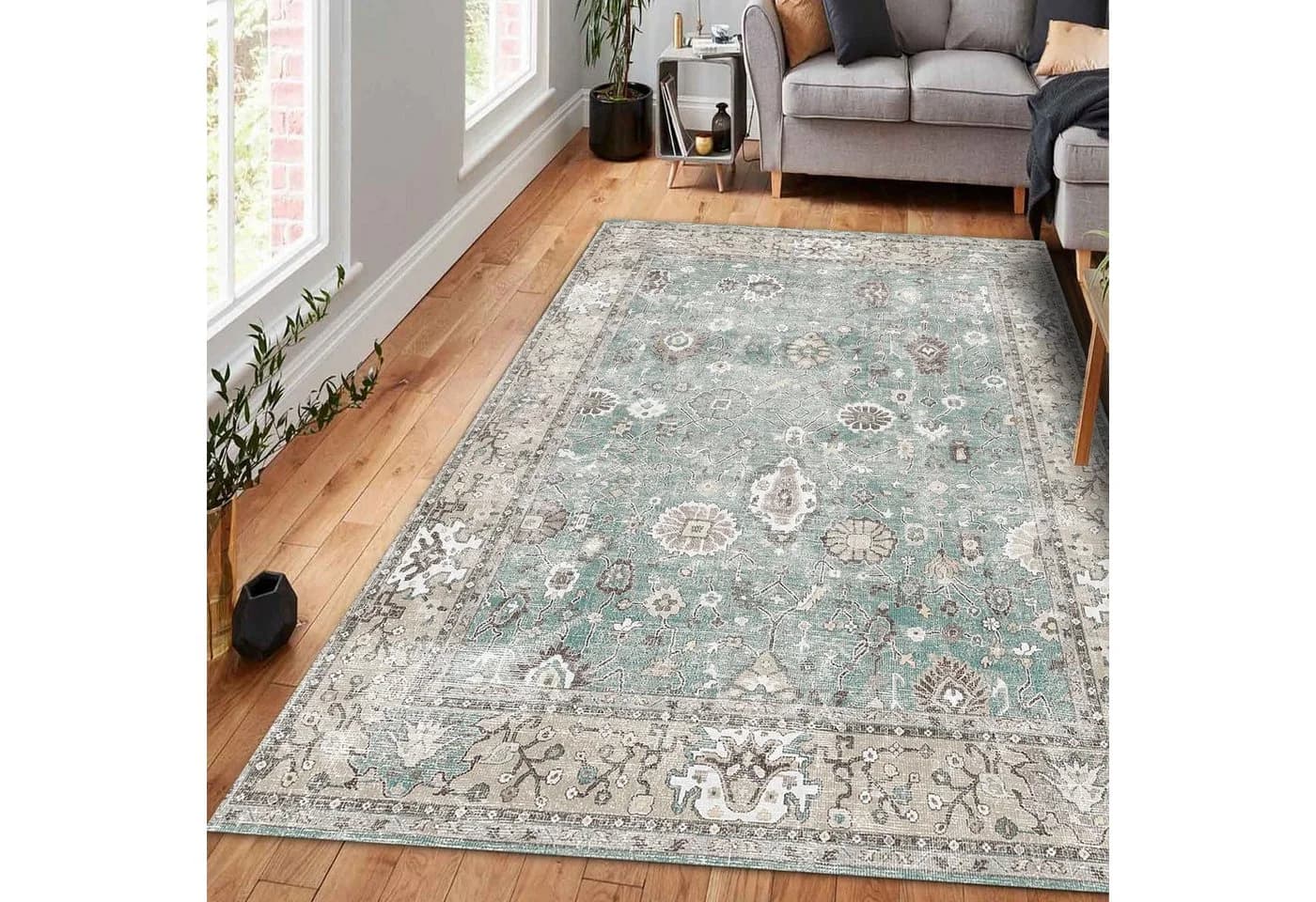 Bamyum Zuleo Chenille-Teppich Antibakteriell Mehrfarbig Vintage