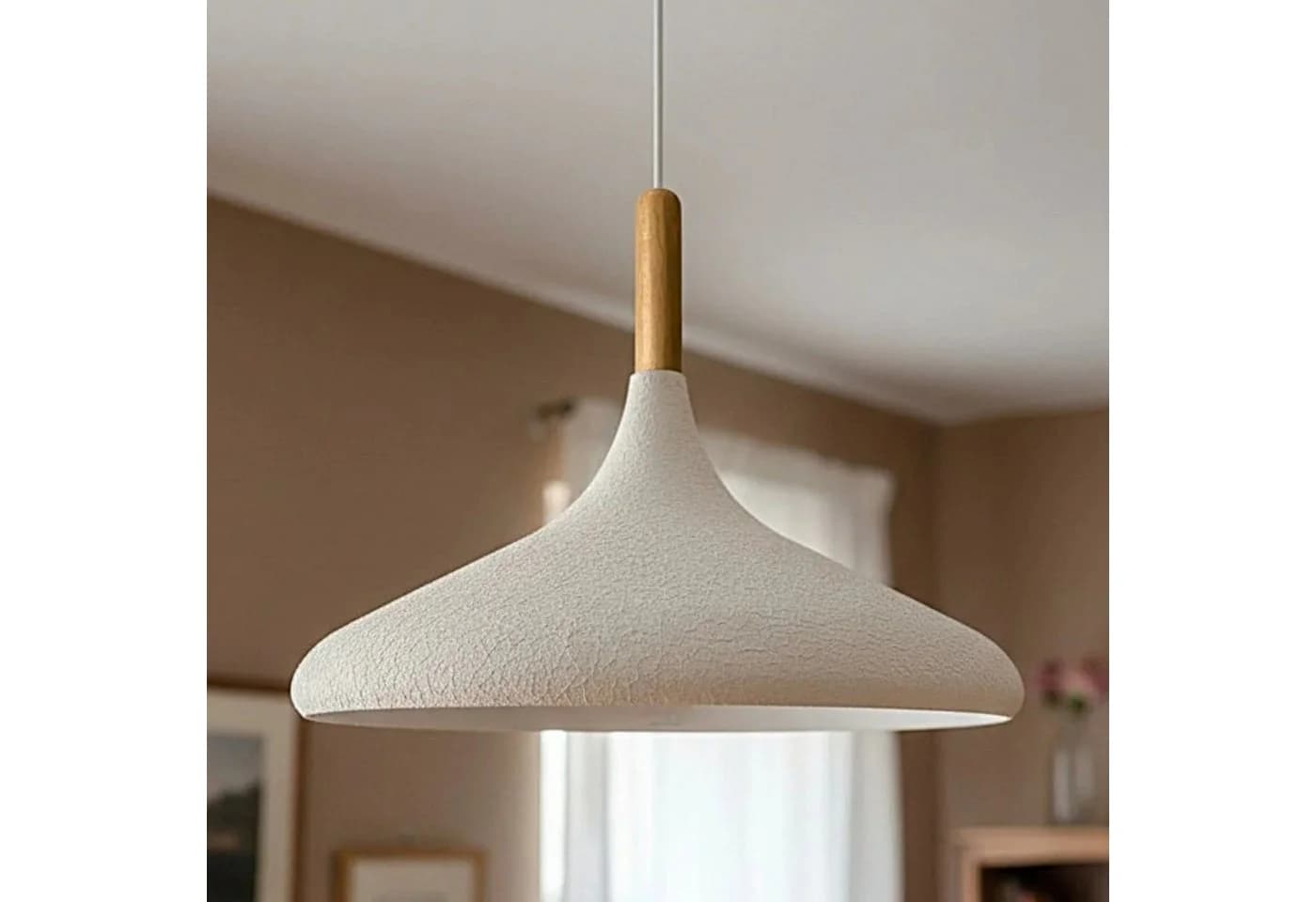 Bamyum Pendelleuchte Champion Ø35 cm Holz-Metall E27 Weiß Modern - Bild 2