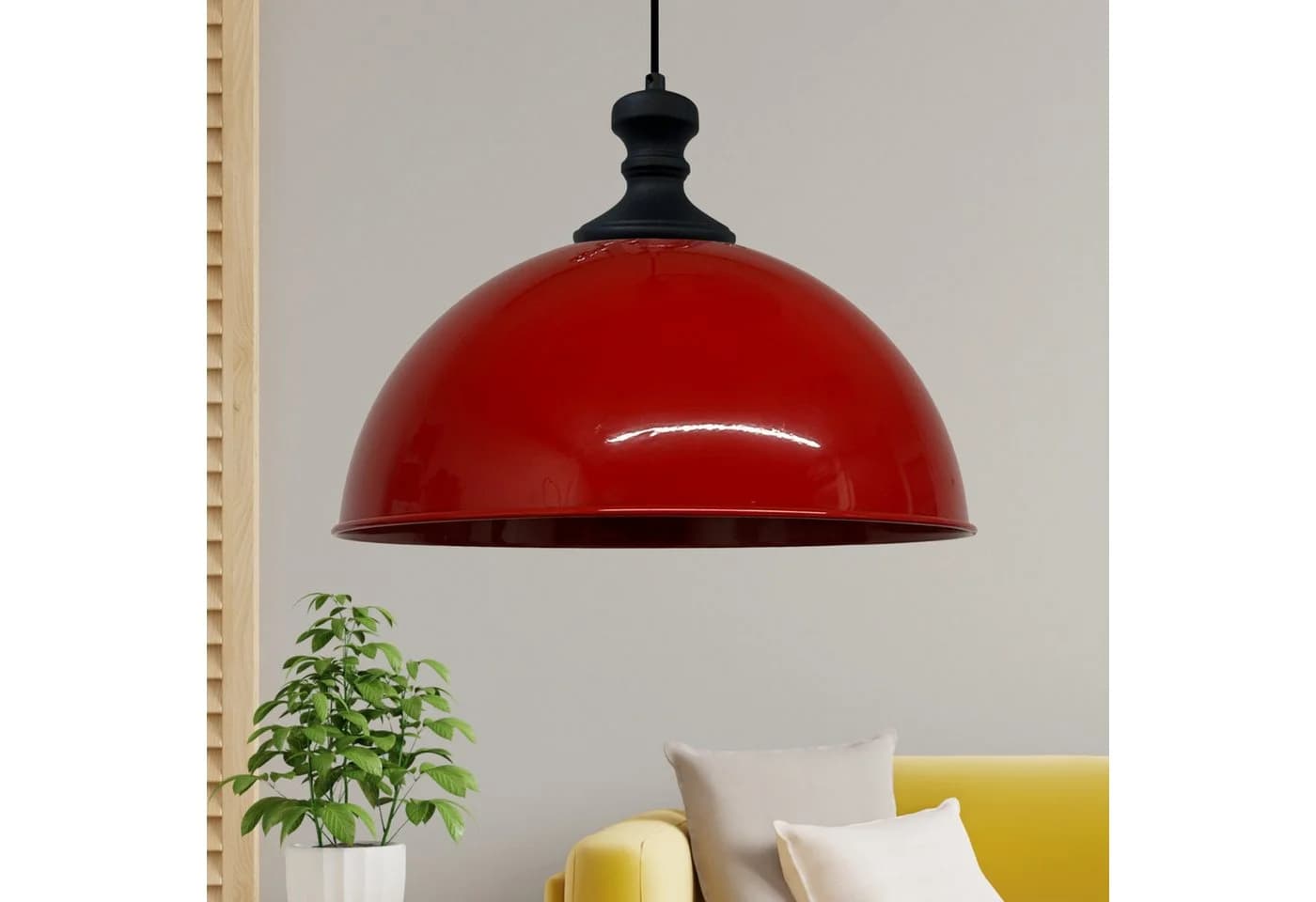 Bamyum Pendelleuchte Industriell Rot-Schwarz Metall