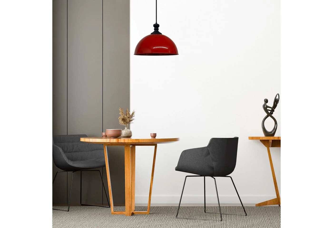 Bamyum Pendelleuchte Industriell Rot-Schwarz Metall - Bild 3