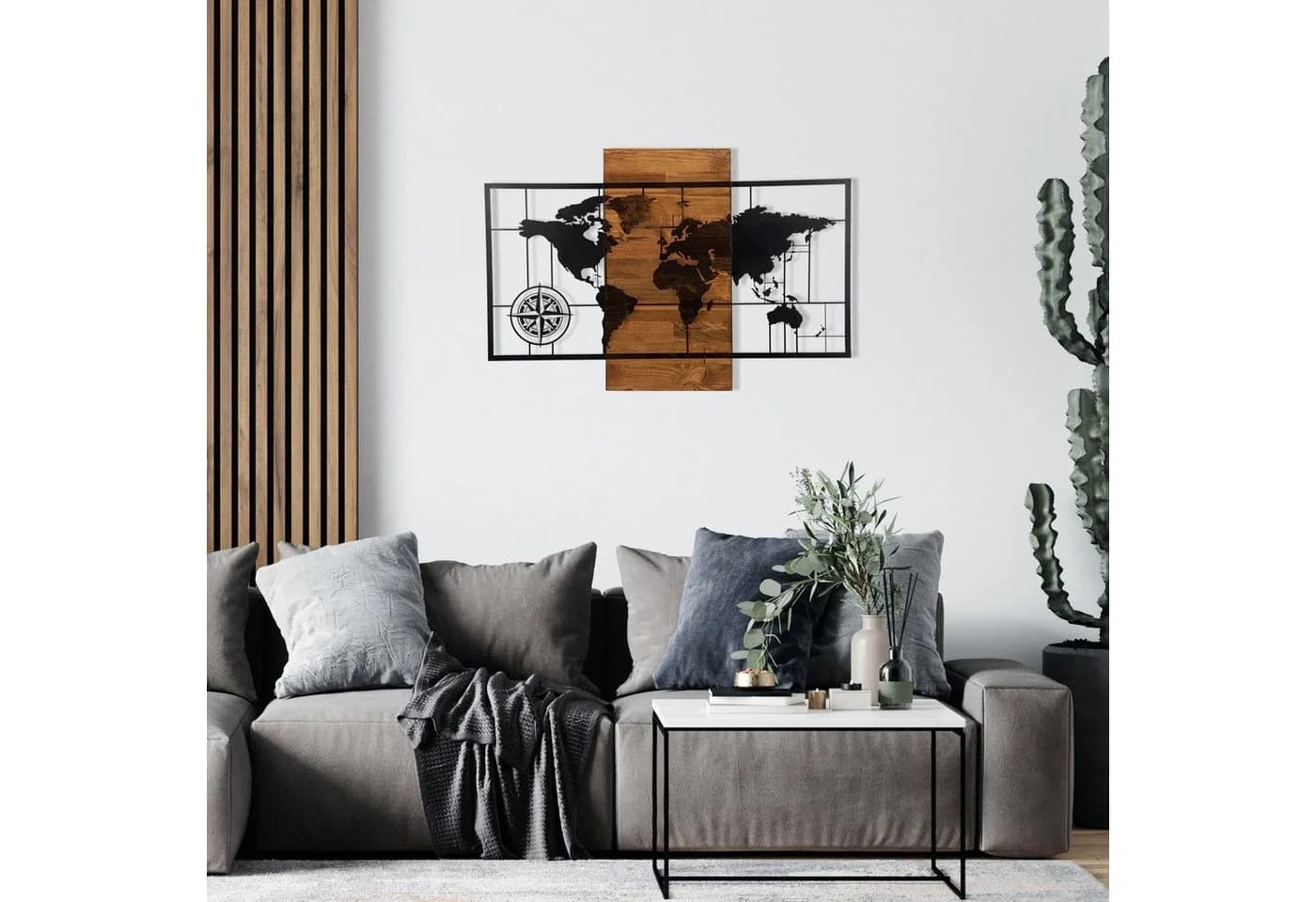 Wallity Wanddekoobjekt Metall-Holz-Kombination Dekoratives Wanddesign