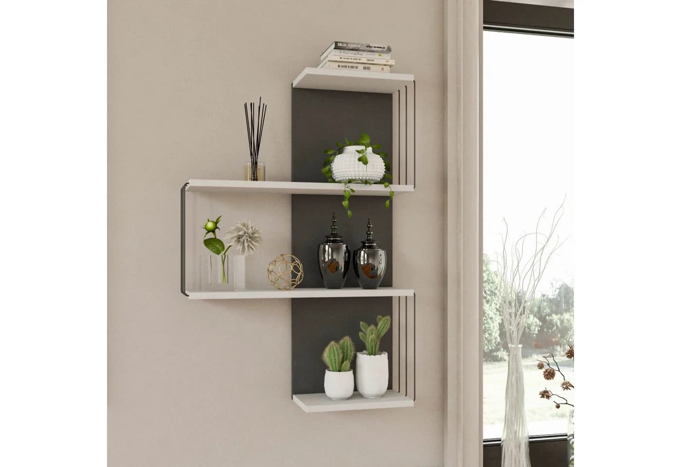 Skye Decor Wandregal Modern Weiß Anthrazit