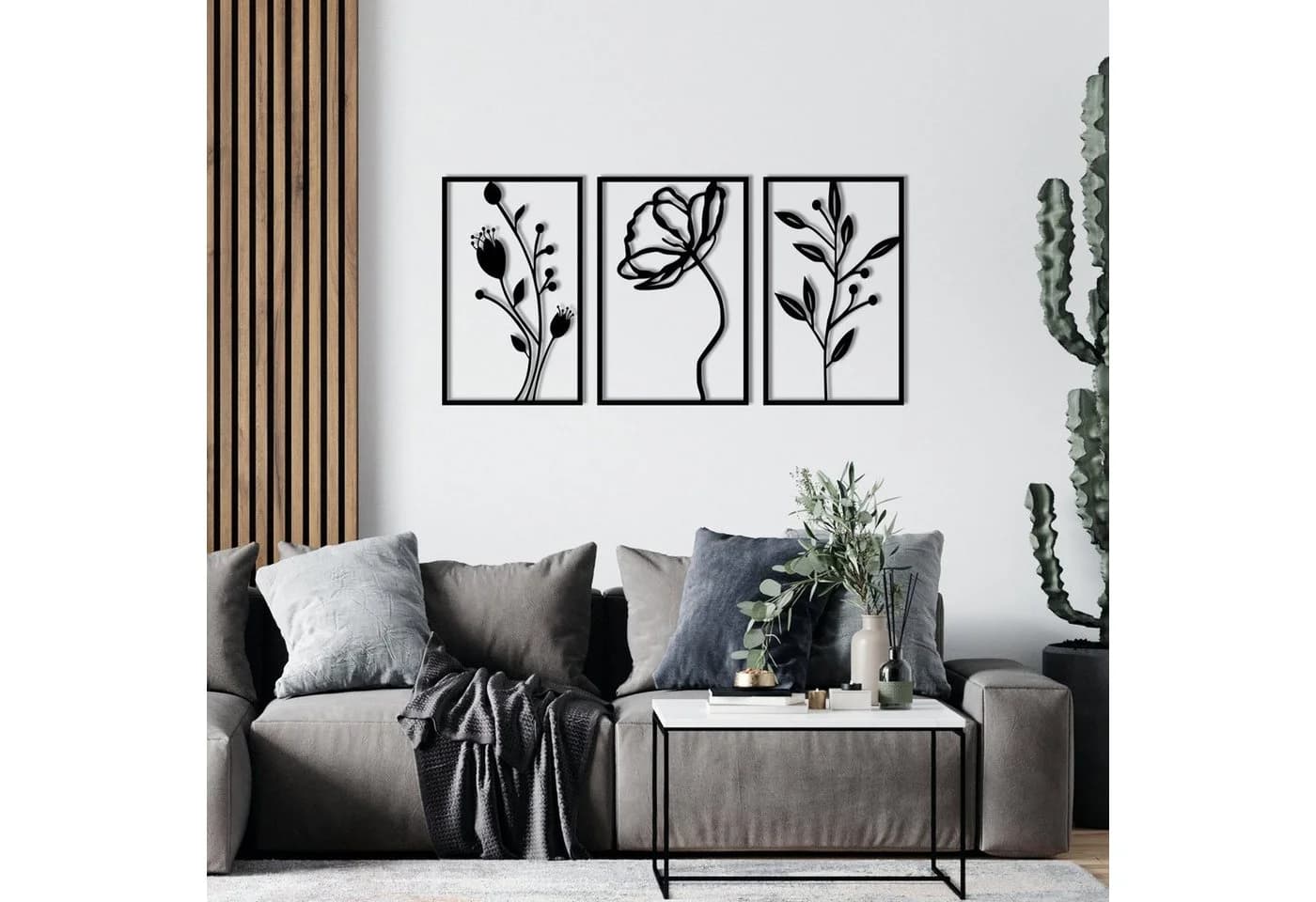 Wallity Wanddekoobjekt 100% Metall Schwarz 70x39 cm