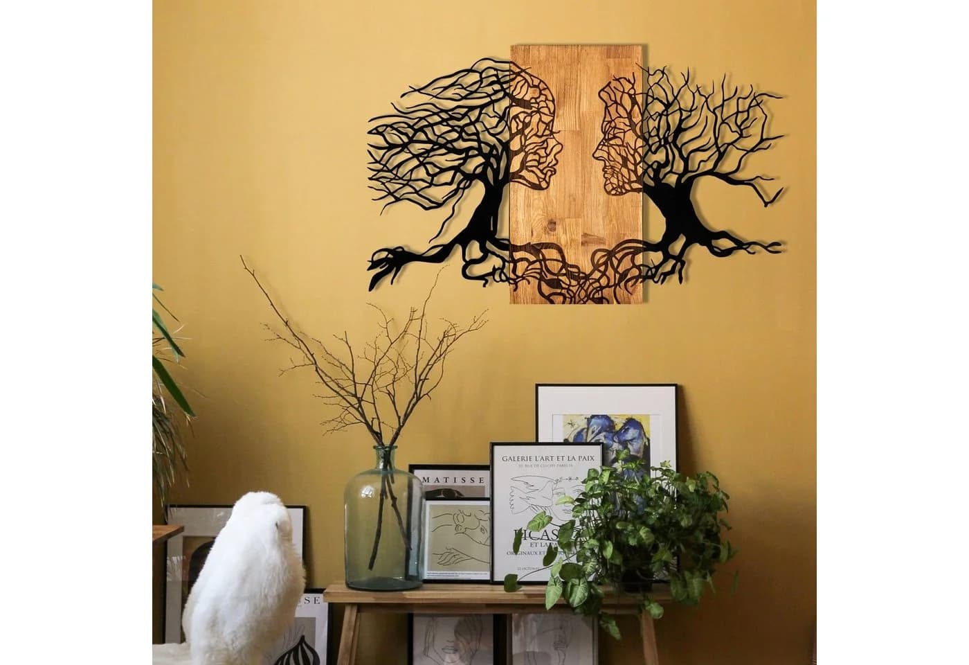 Wallity Wanddekoobjekt Schwarz Walnuss Metall Holz - Bild 5