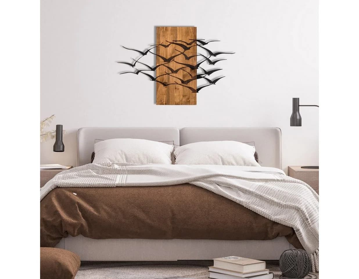 Wallity Wanddekoobjekt 100% Metall Schwarz Walnuss