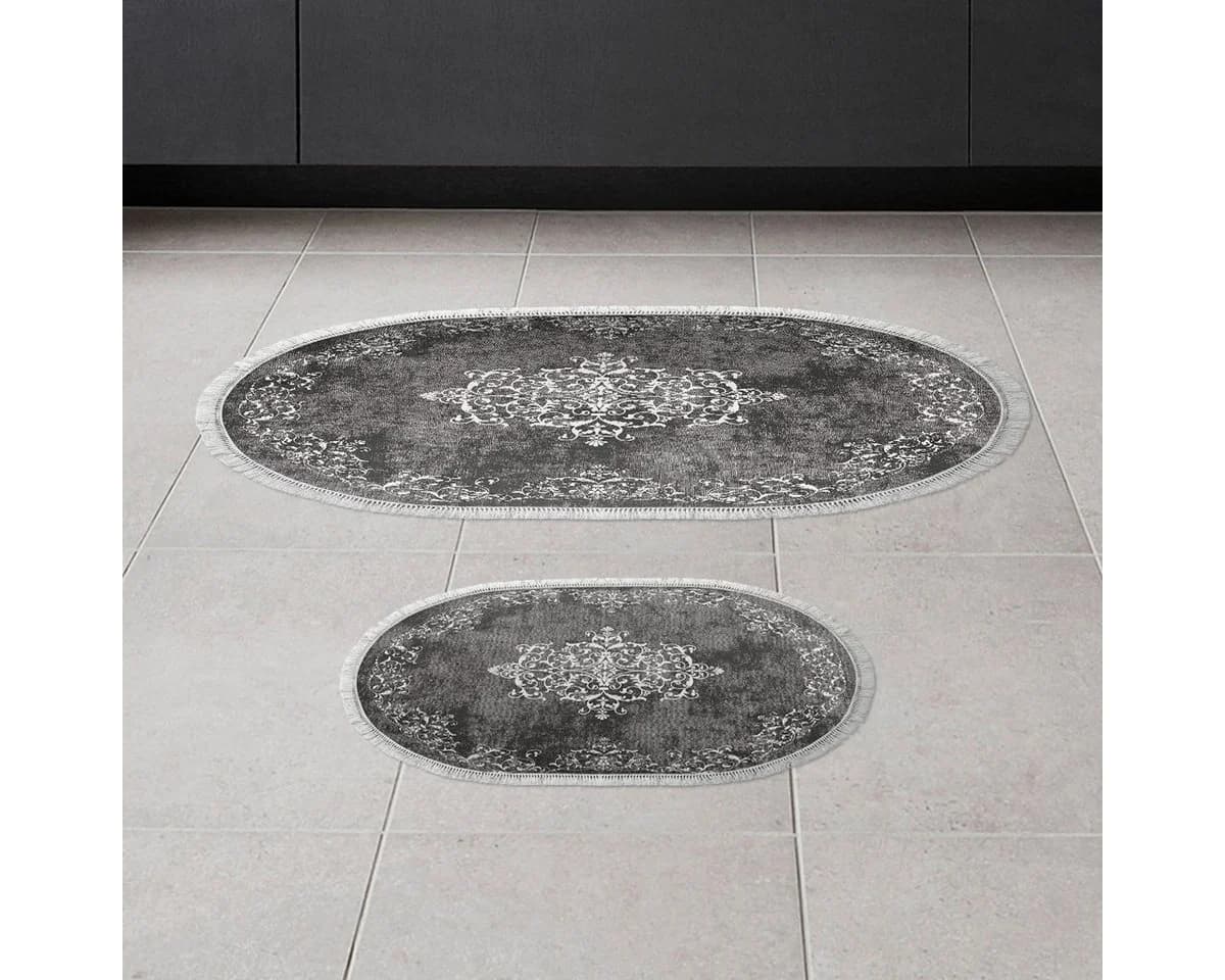 L'Essentiel Maison Badematten-Set Grau 100% Polyester Rutschfest