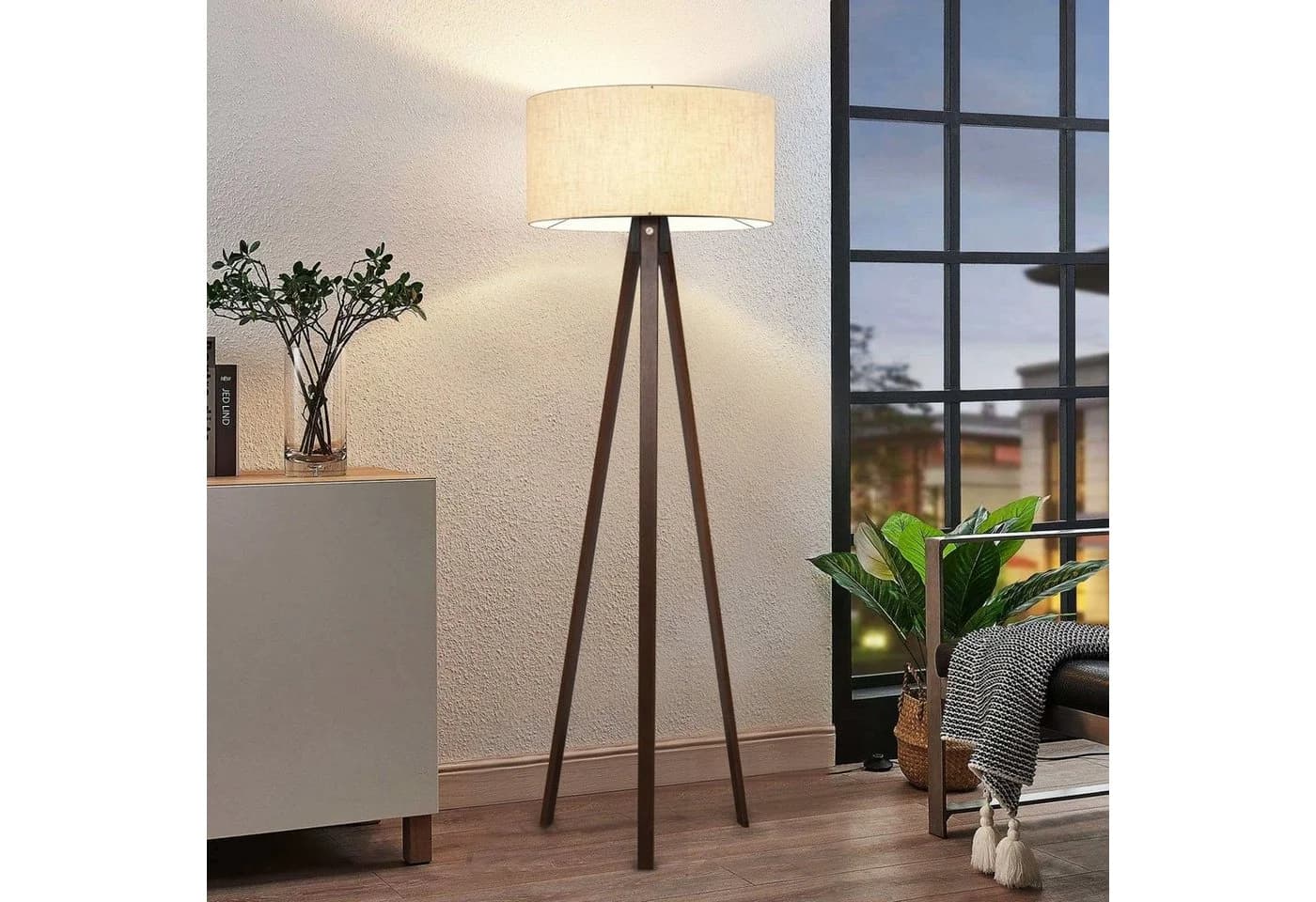 Opviq Stehlampe Beige 21x38cm Holz PVC - Bild 2
