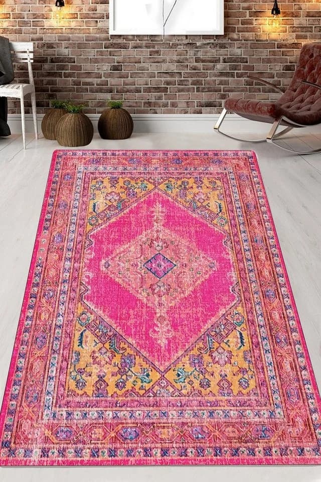 Conceptum Hypnose Teppich Boho Bunt 140x190 cm Waschbar Kurzflor