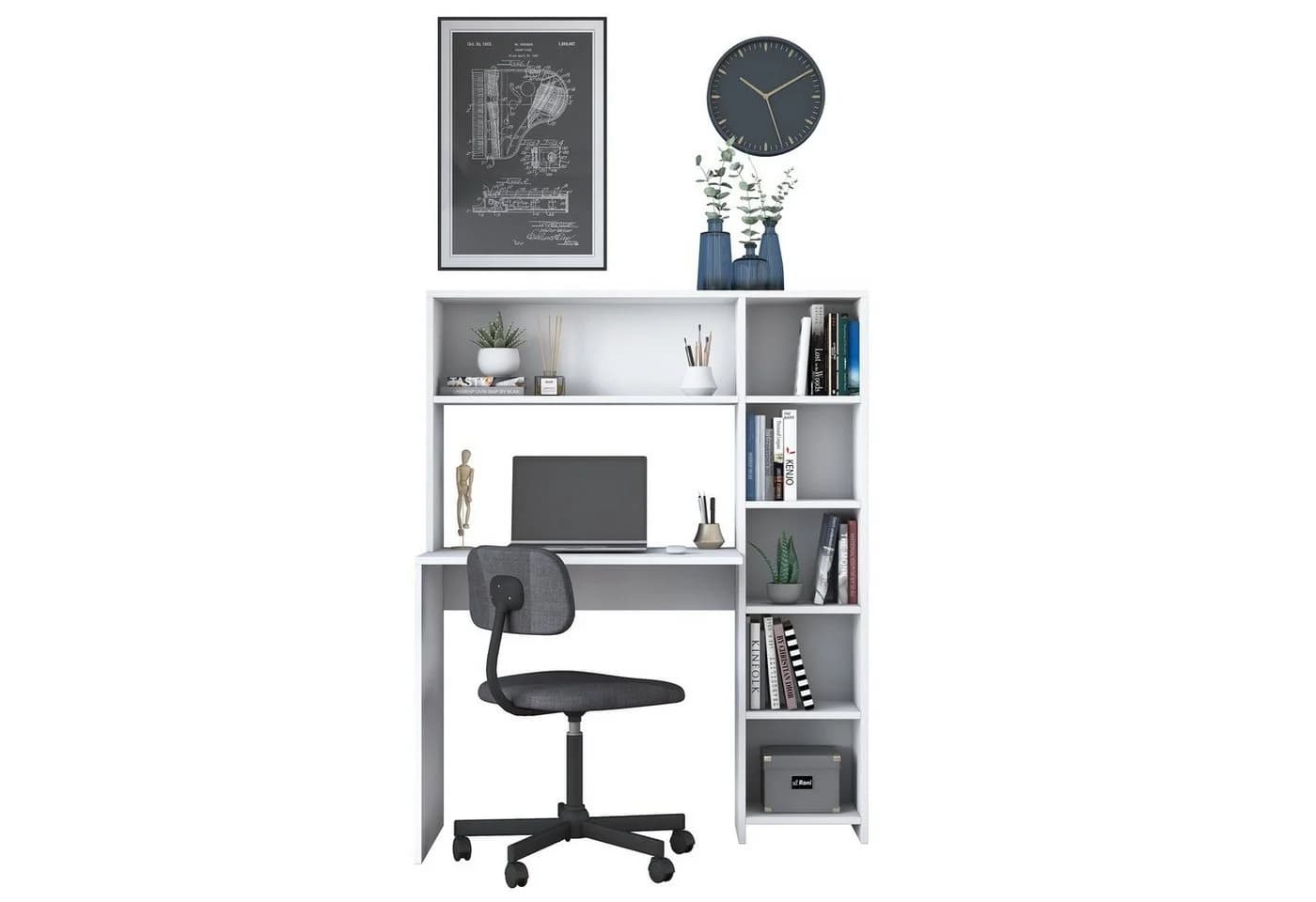 Skye Decor Arbeitstisch Study-Station Weiß mit Regal - Bild 2