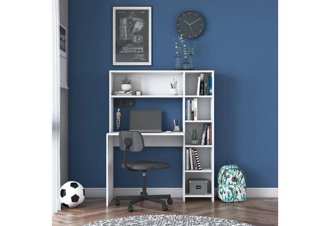 Skye Decor Arbeitstisch Study-Station Weiß mit Regal - Bild 5