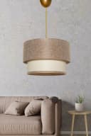 Opviq Kronleuchter Beige Metall mit Stoffkappe Bild 1