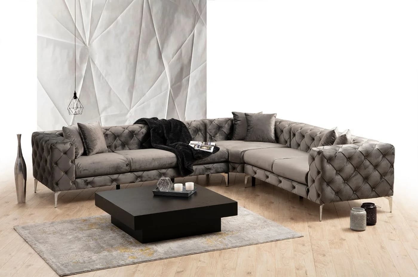 Myhomelando Ecksofa Como XXL L-Form grau