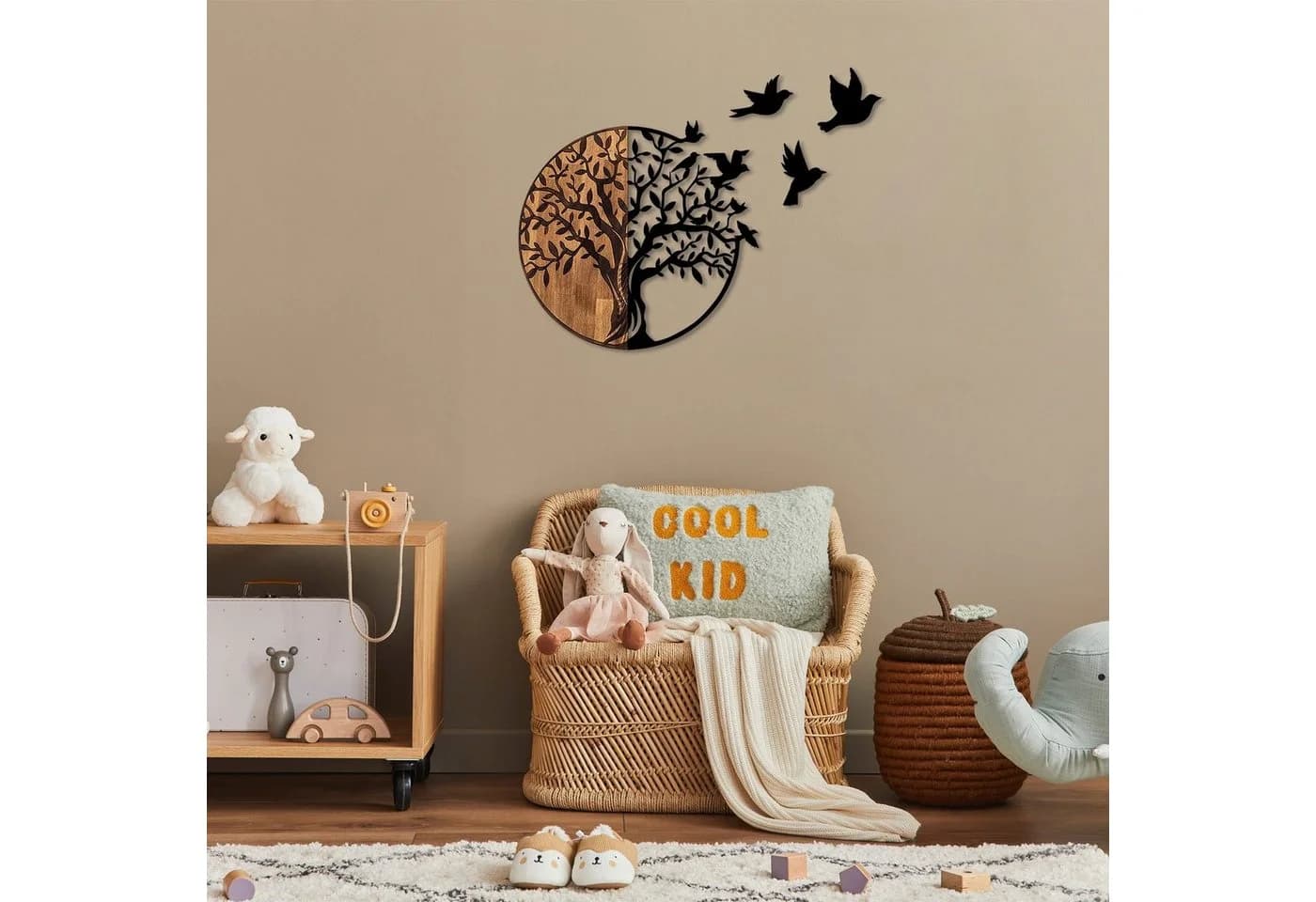 Wallity Wanddekoobjekt 50% Holz 50% Metall Schwarz Walnuss