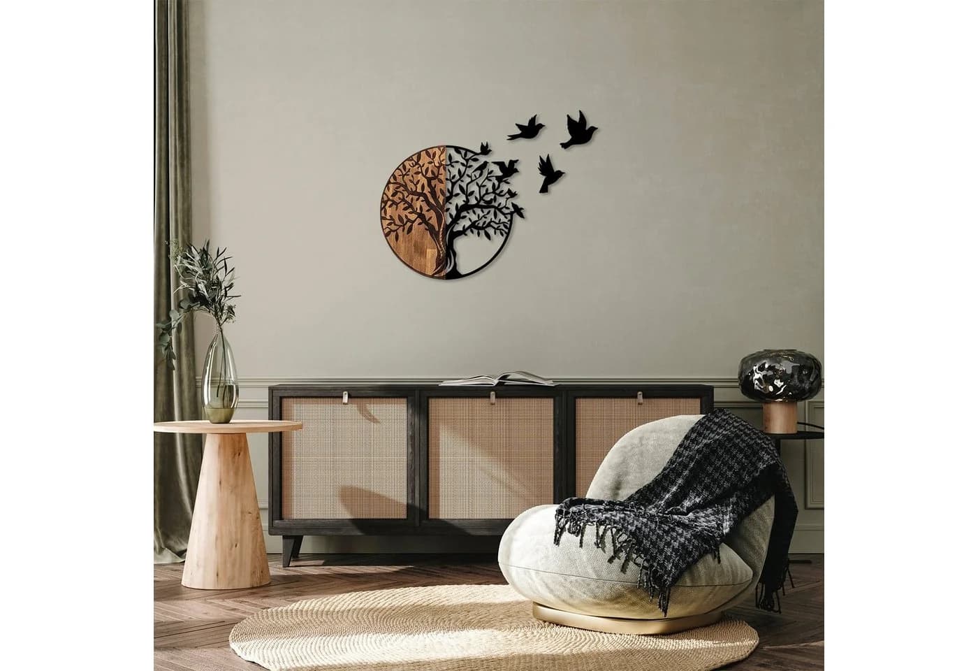 Wallity Wanddekoobjekt 50% Holz 50% Metall Schwarz Walnuss - Bild 4