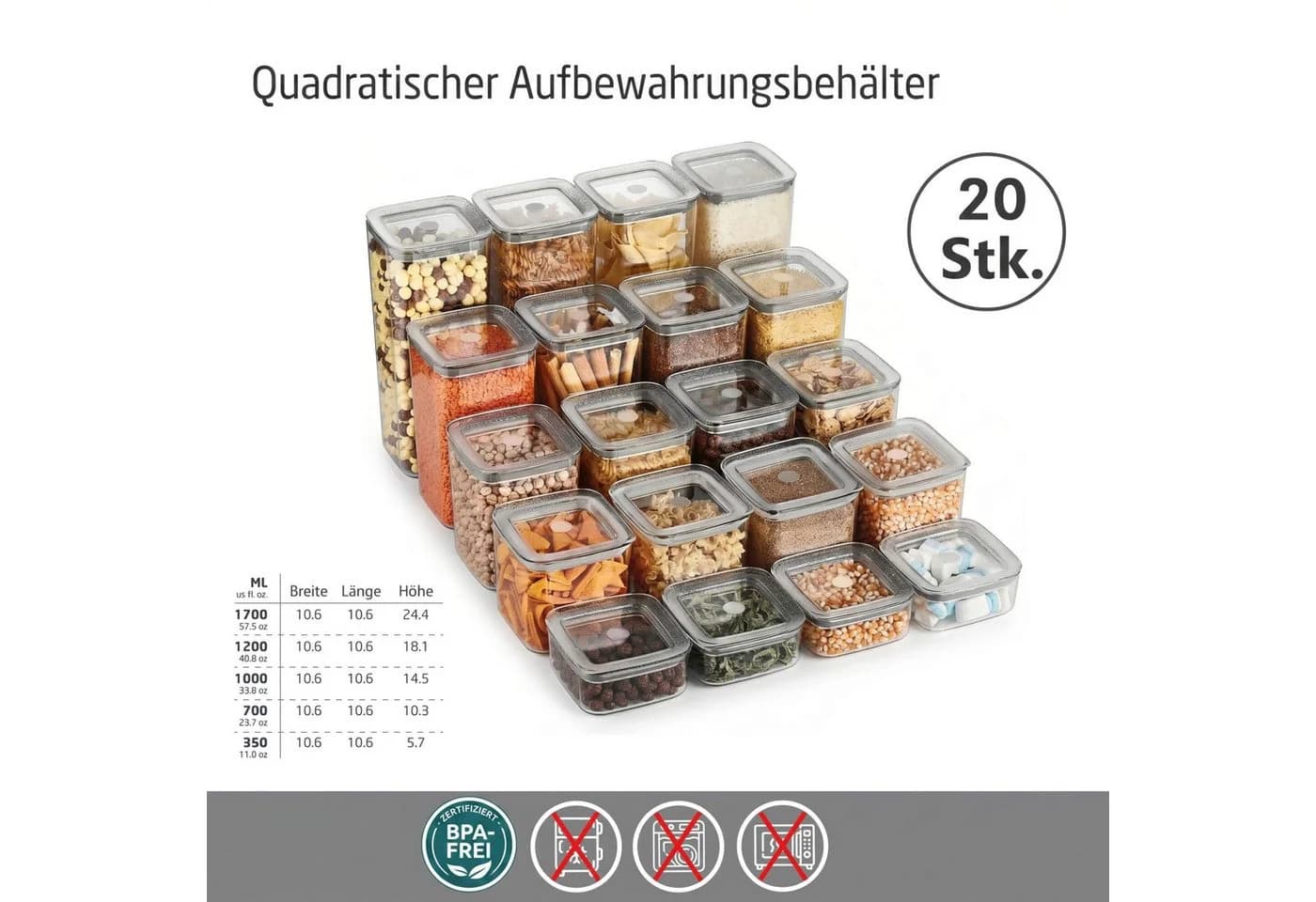Vip Ahmet Vorratsdosen Set 20-tlg. mit Vakuumdeckel Kunststoff Transparent