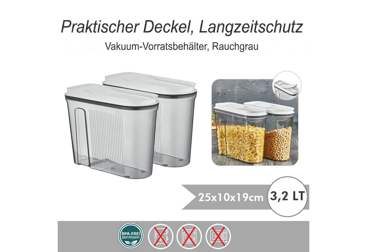 Vip Ahmet Vorratsdose 12-tlg. BPA-frei Kunststoff Grau Transparent - Bild 3