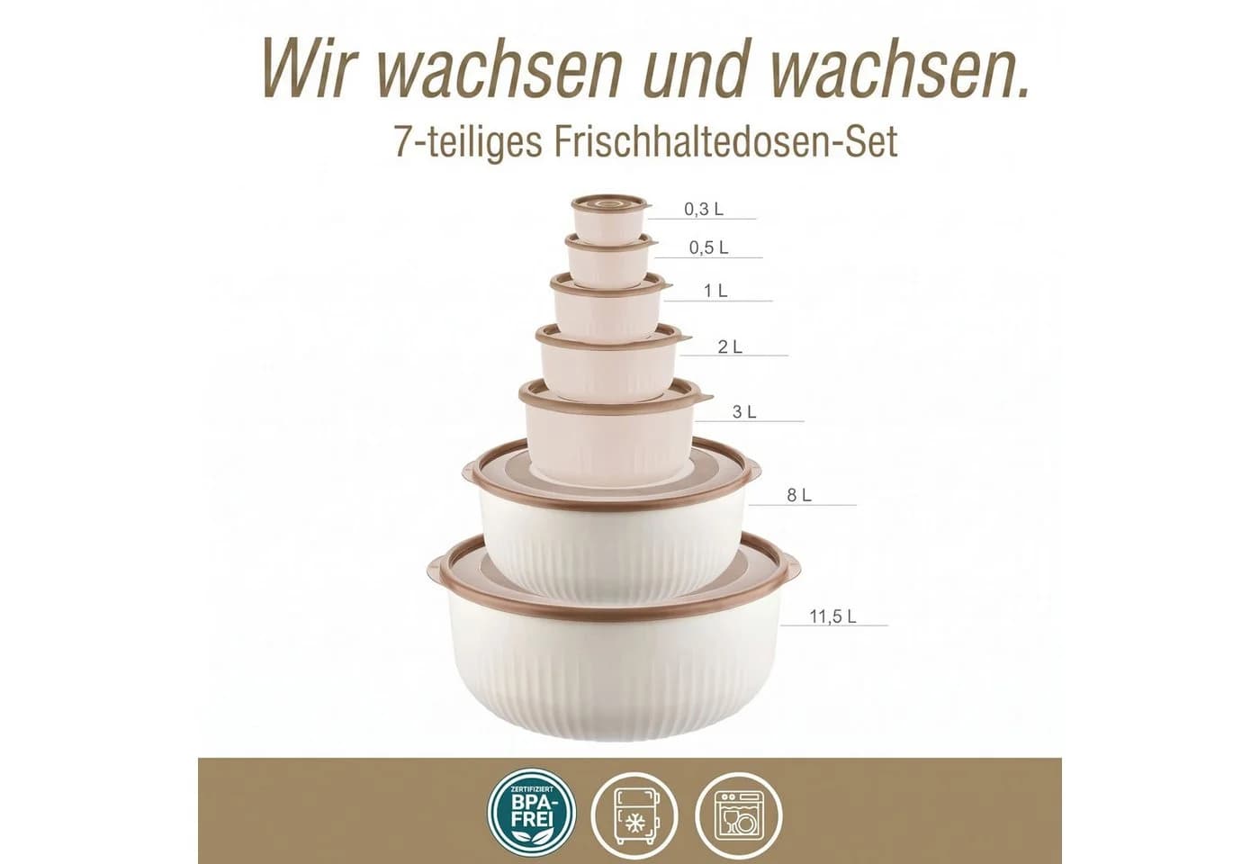 Vip Ahmet Vorratsdose 7er Set Rund Beige BPA-frei