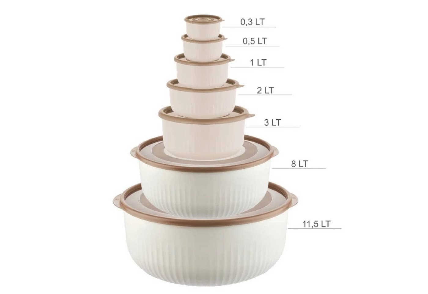 Vip Ahmet Vorratsdose 7er Set Rund Beige BPA-frei - Bild 2