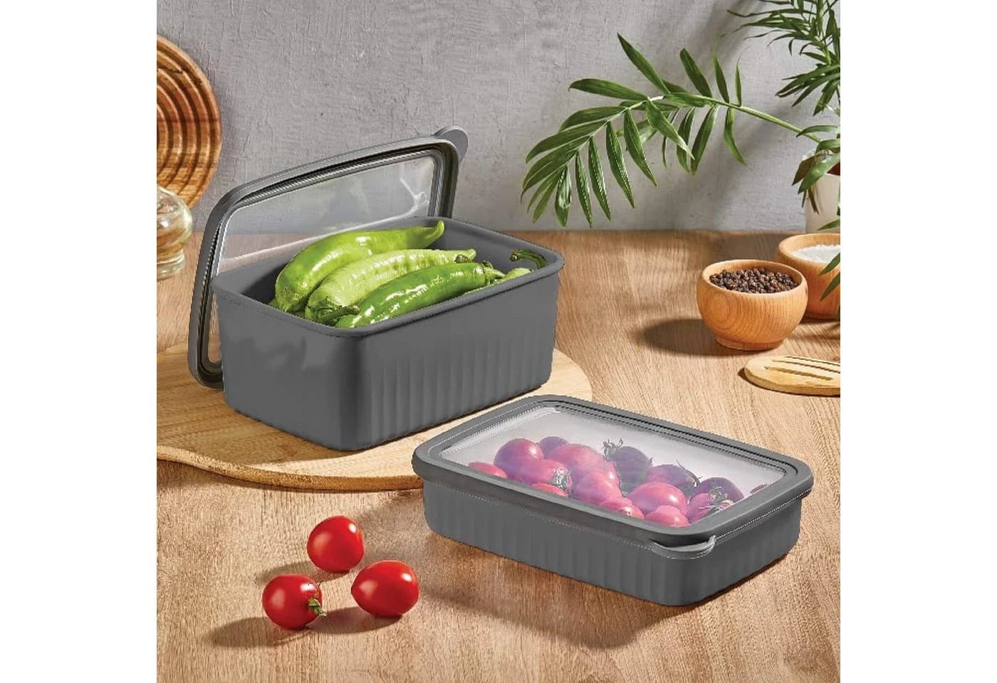 Vip Ahmet Vorratsdose 3er Set Grau Luftdicht BPA-frei