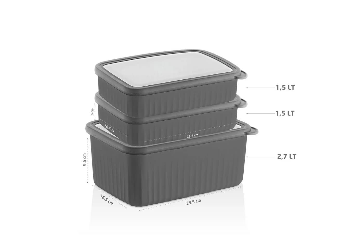 Vip Ahmet Vorratsdose 3er Set Grau Luftdicht BPA-frei - Bild 4