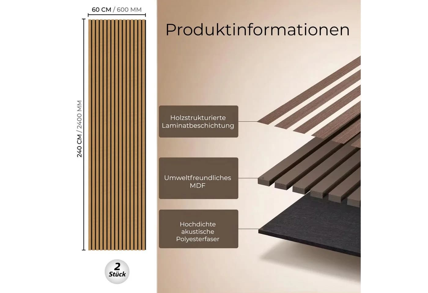 IZODEKOR 3D Akustik Wandpaneel Holz Vintage Wandverkleidung