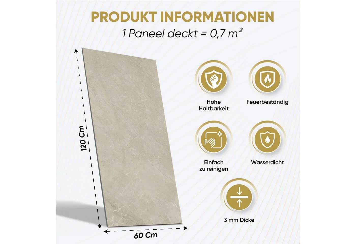 IZODEKOR SPC Wandpaneel Betonoptik Dunkelgrau 60x120cm Wasserfest