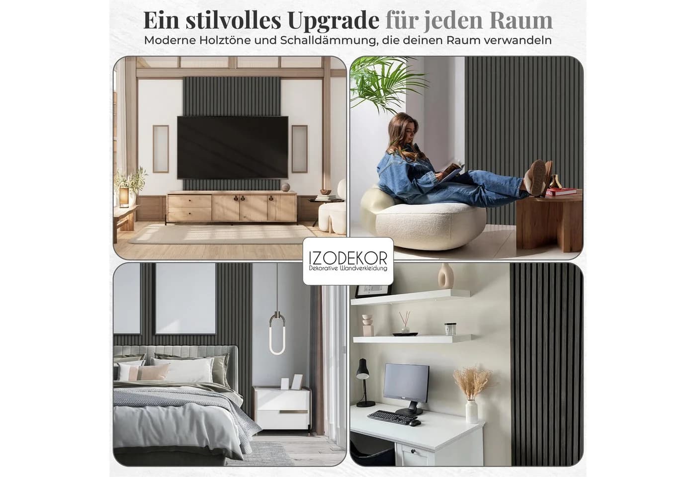 IZODEKOR 3D Wandpaneel Holz Schalldämmung Akustikpaneele Set Schallabsorbierend - Bild 4