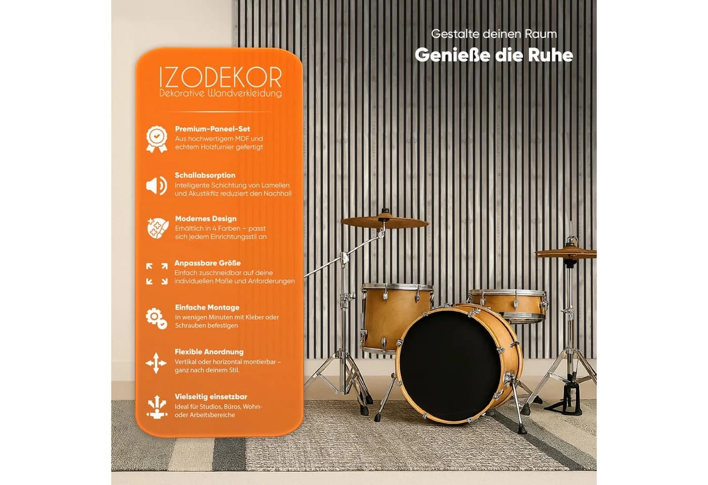 IZODEKOR 3D Akustik-Wandpaneel Holz Schalldämmung - Bild 3
