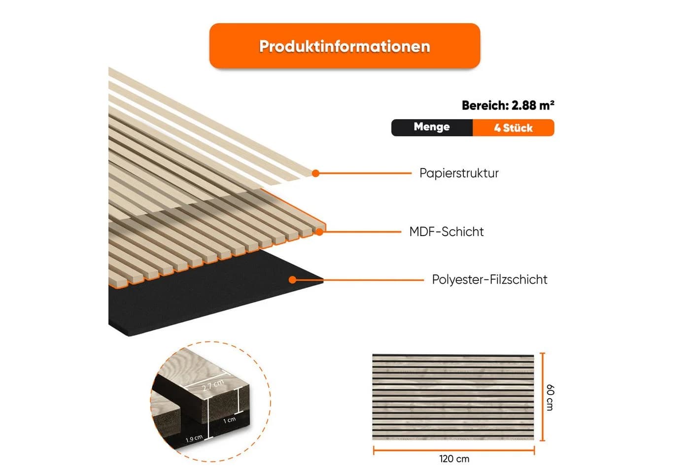 IZODEKOR 3D Akustik-Wandpaneel Holz Schalldämmung - Bild 4