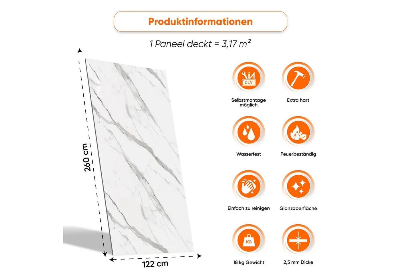 IZODEKOR 3D Wandpaneel Deckenhohe Marmoroptik
