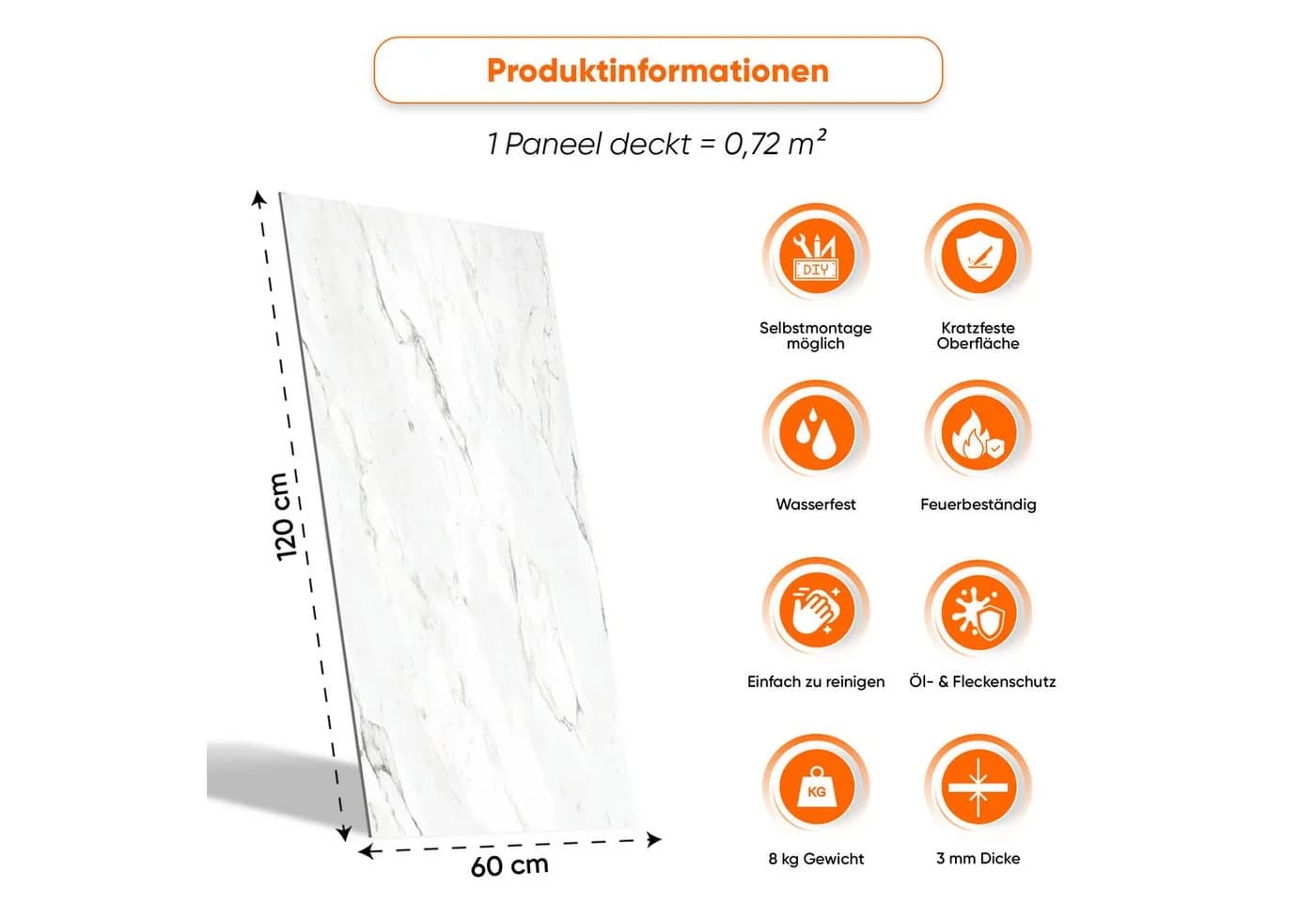 IZODEKOR SPC Wandpaneel Betonoptik Dunkelgrau 60x120cm