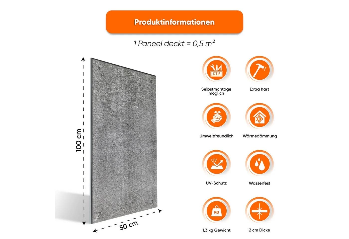 IZODEKOR 3D Wandpaneel Marmor- & Betonoptik Grau