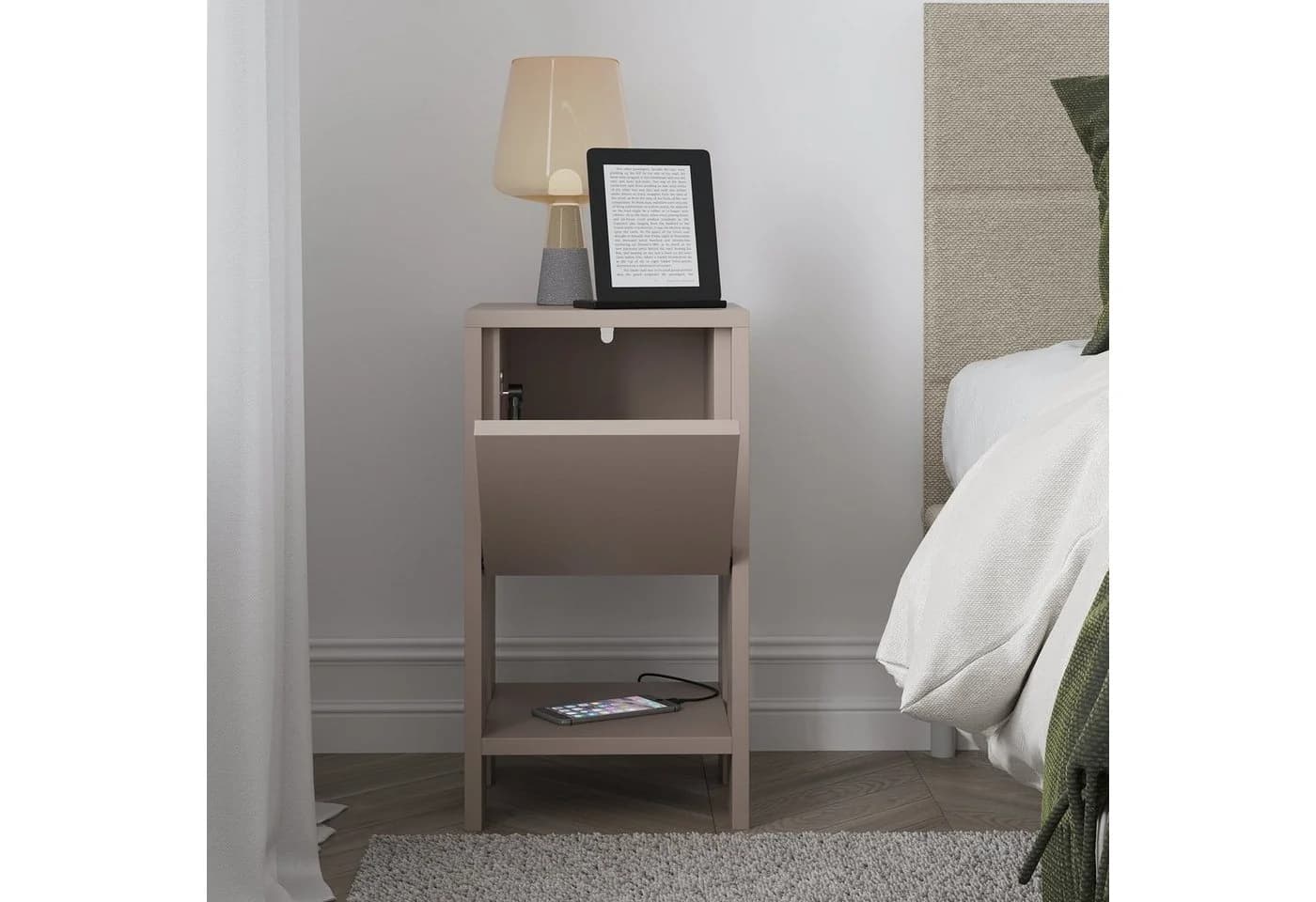 Decortie Nachttisch Ema Modern Braun Klapptür - Bild 3