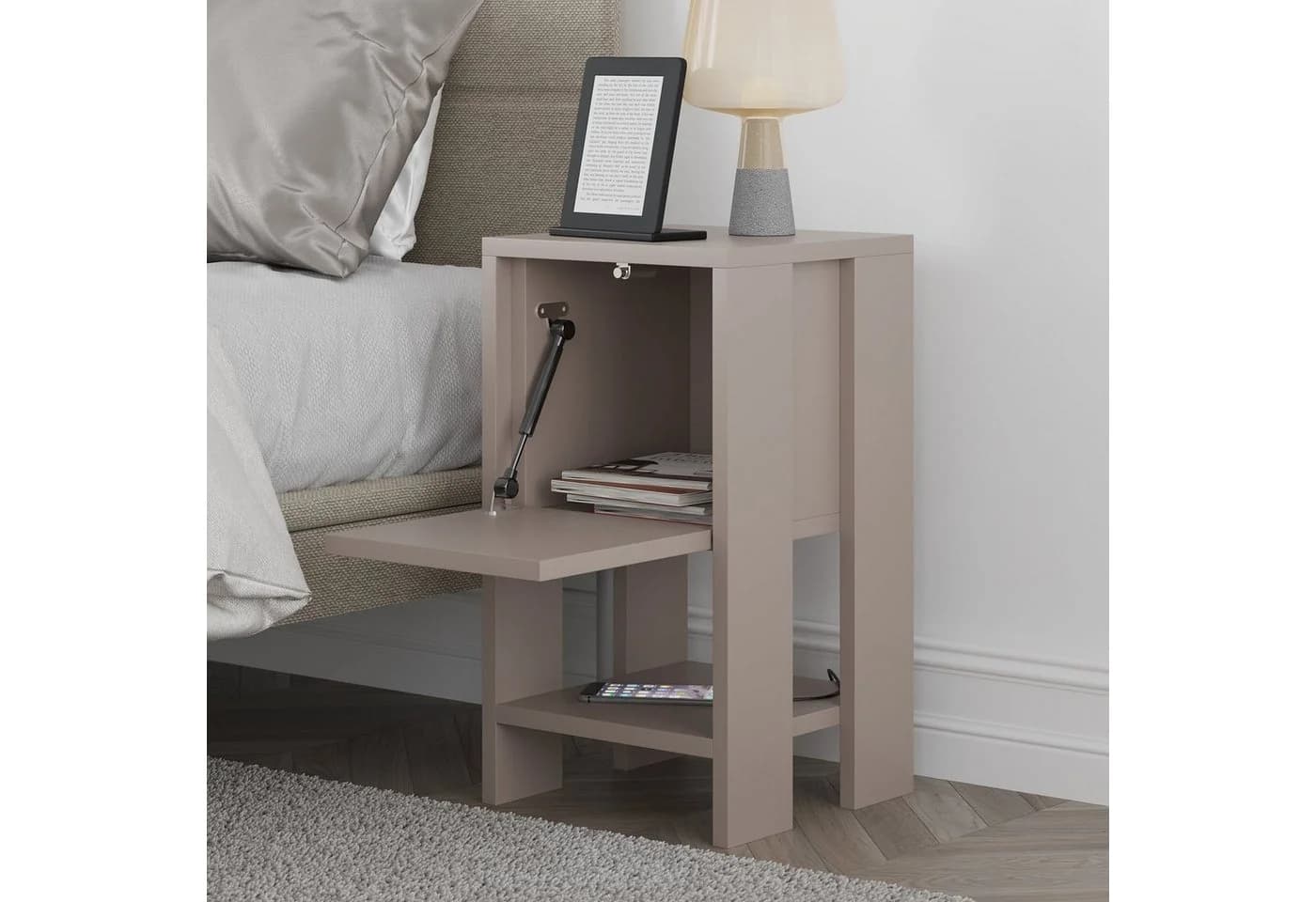 Decortie Nachttisch Ema Modern Braun Klapptür - Bild 5