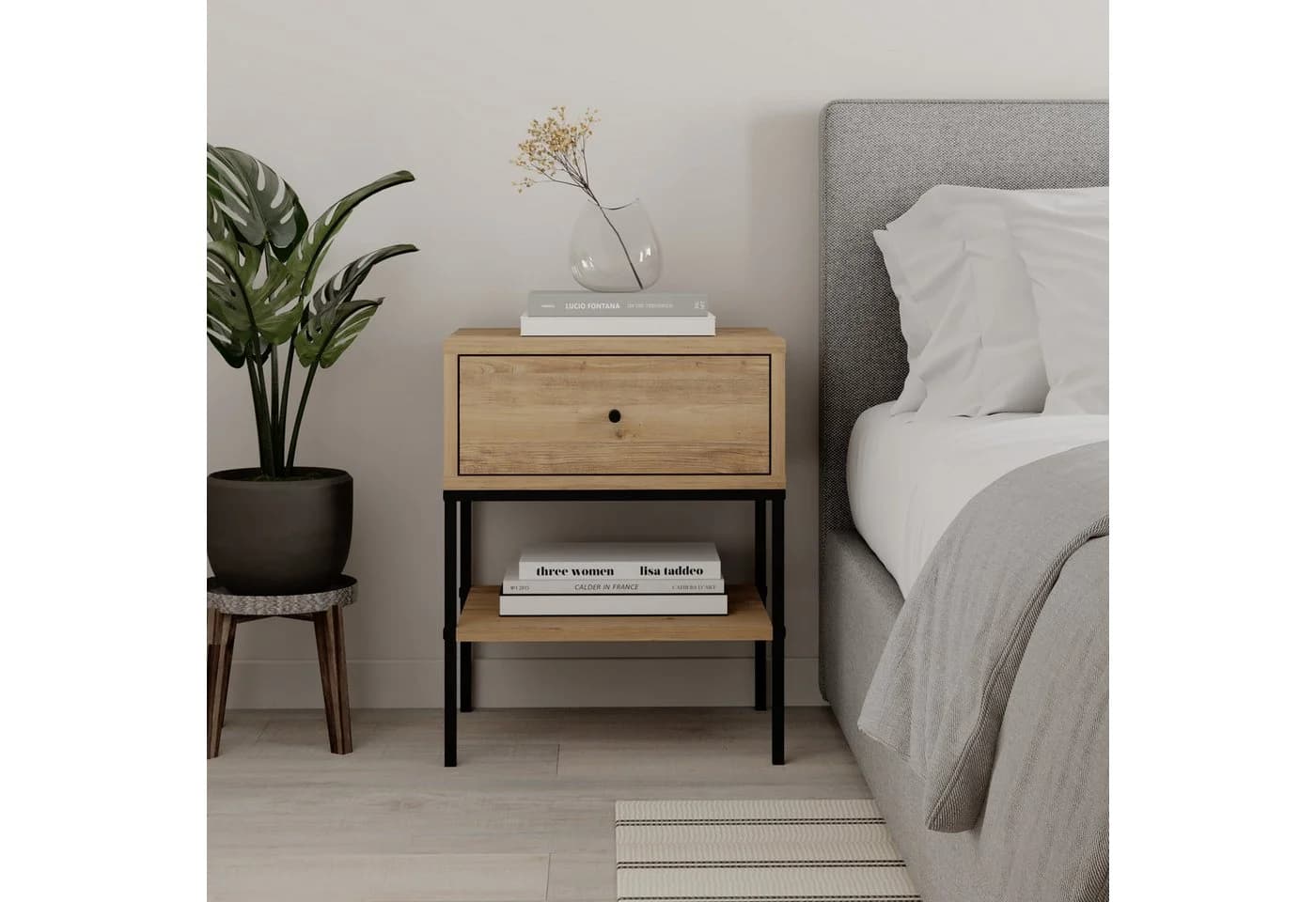 Decortie Nachttisch LISA Modern Eiche Natur mit Schublade - Bild 2