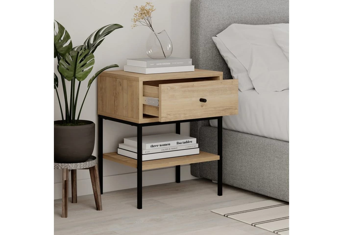 Decortie Nachttisch LISA Modern Eiche Natur mit Schublade - Bild 3