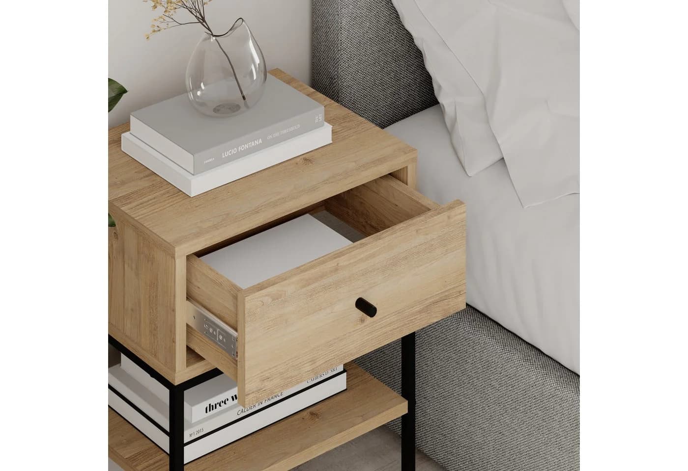 Decortie Nachttisch LISA Modern Eiche Natur mit Schublade - Bild 4
