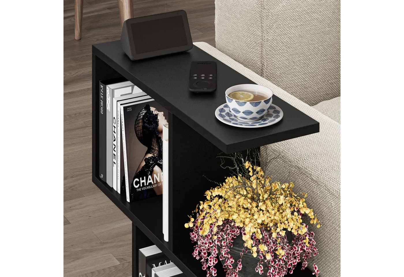 Decortie Beistelltisch Modern Schwarz Vier Fächer
