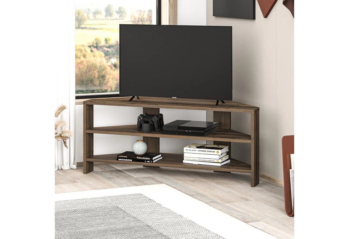 Decortie TV-Schrank Thales Modernes Eck-Multimedia-Center Braun