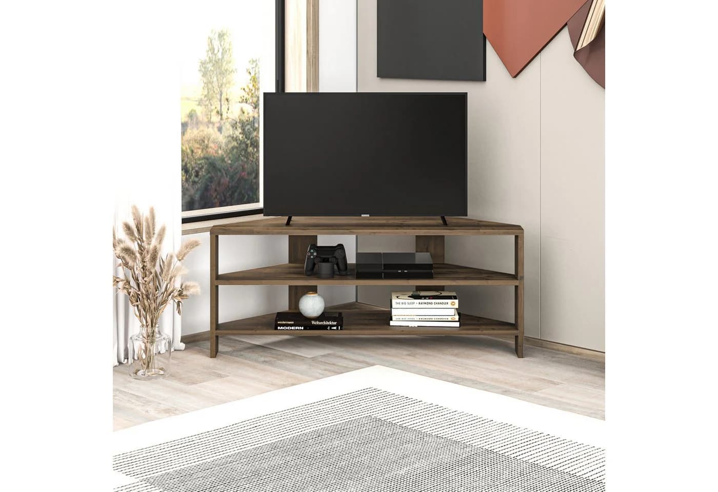 Decortie TV-Schrank Thales Modernes Eck-Multimedia-Center Braun - Bild 2