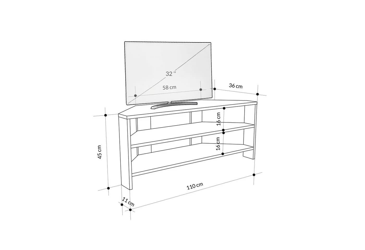 Decortie TV-Schrank Thales Modernes Eck-Multimedia-Center Braun - Bild 5