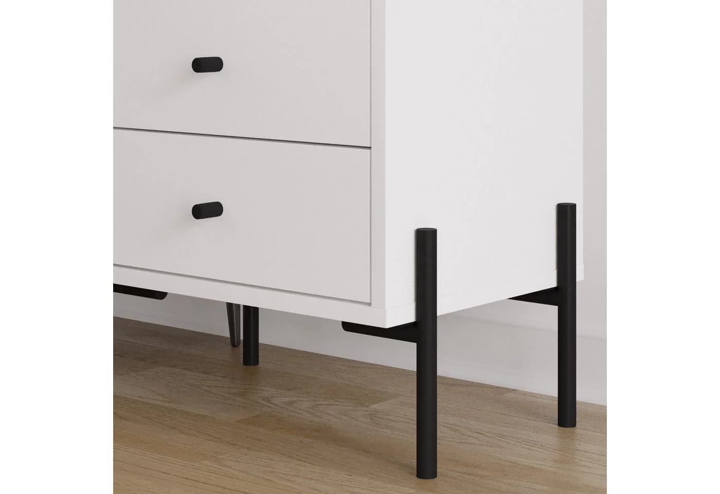 Decortie Nachttisch Malta Weiß mit Schubladen und Regal - Bild 5