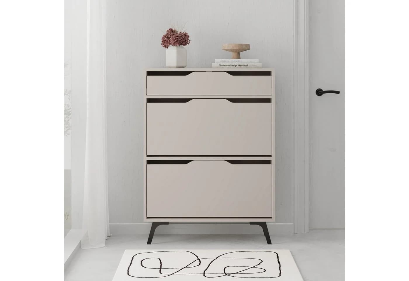 Decortie Schuhschrank Asta mit Schublade Anthrazit Weiß Braun - Bild 2