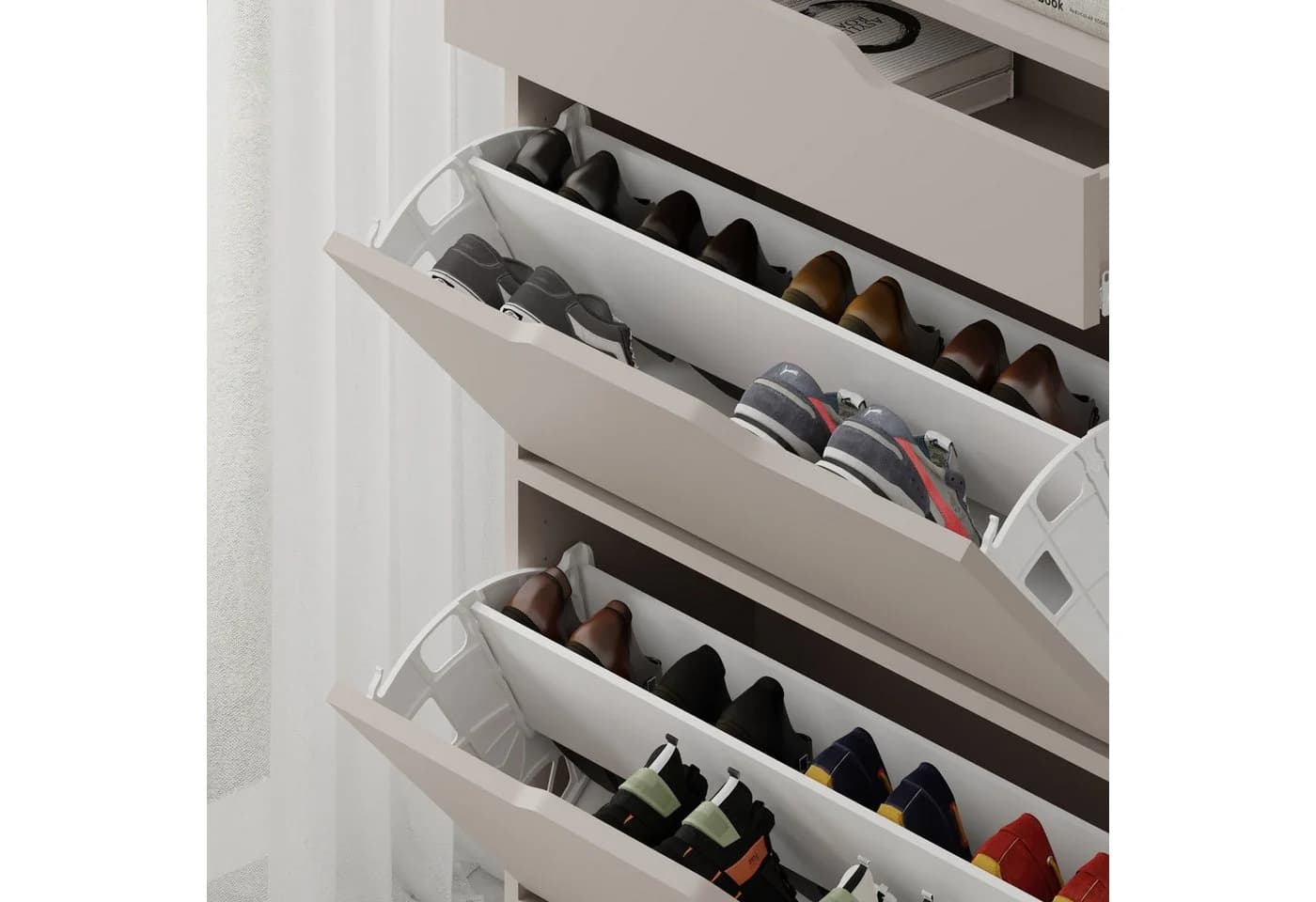 Decortie Schuhschrank Asta mit Schublade Anthrazit Weiß Braun - Bild 4