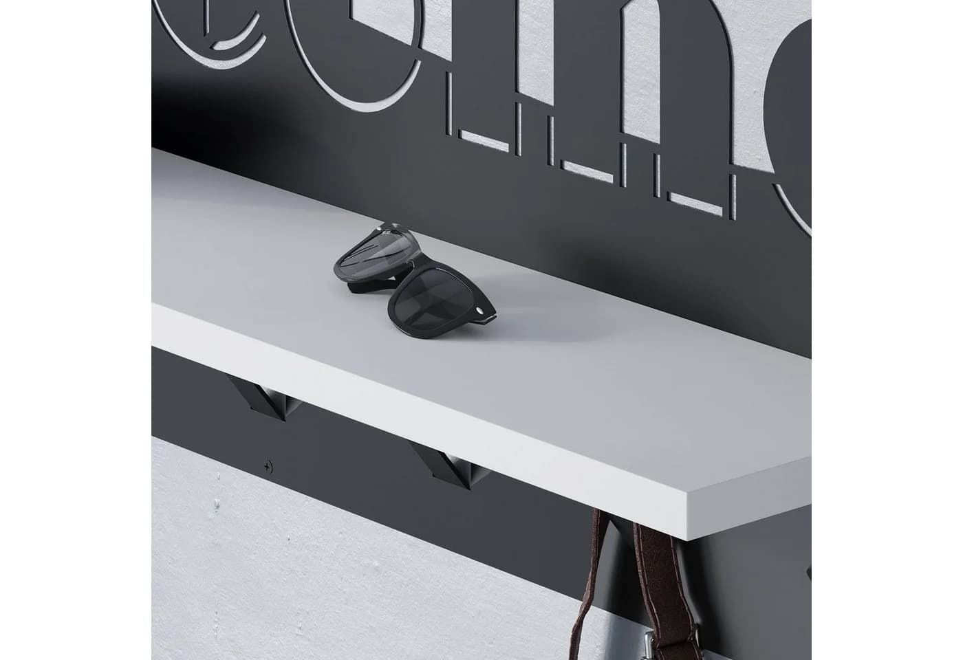 Decortie Kleiderhaken Willkommen Wandhaken mit 7 Haken und Regal Weiß - Bild 4