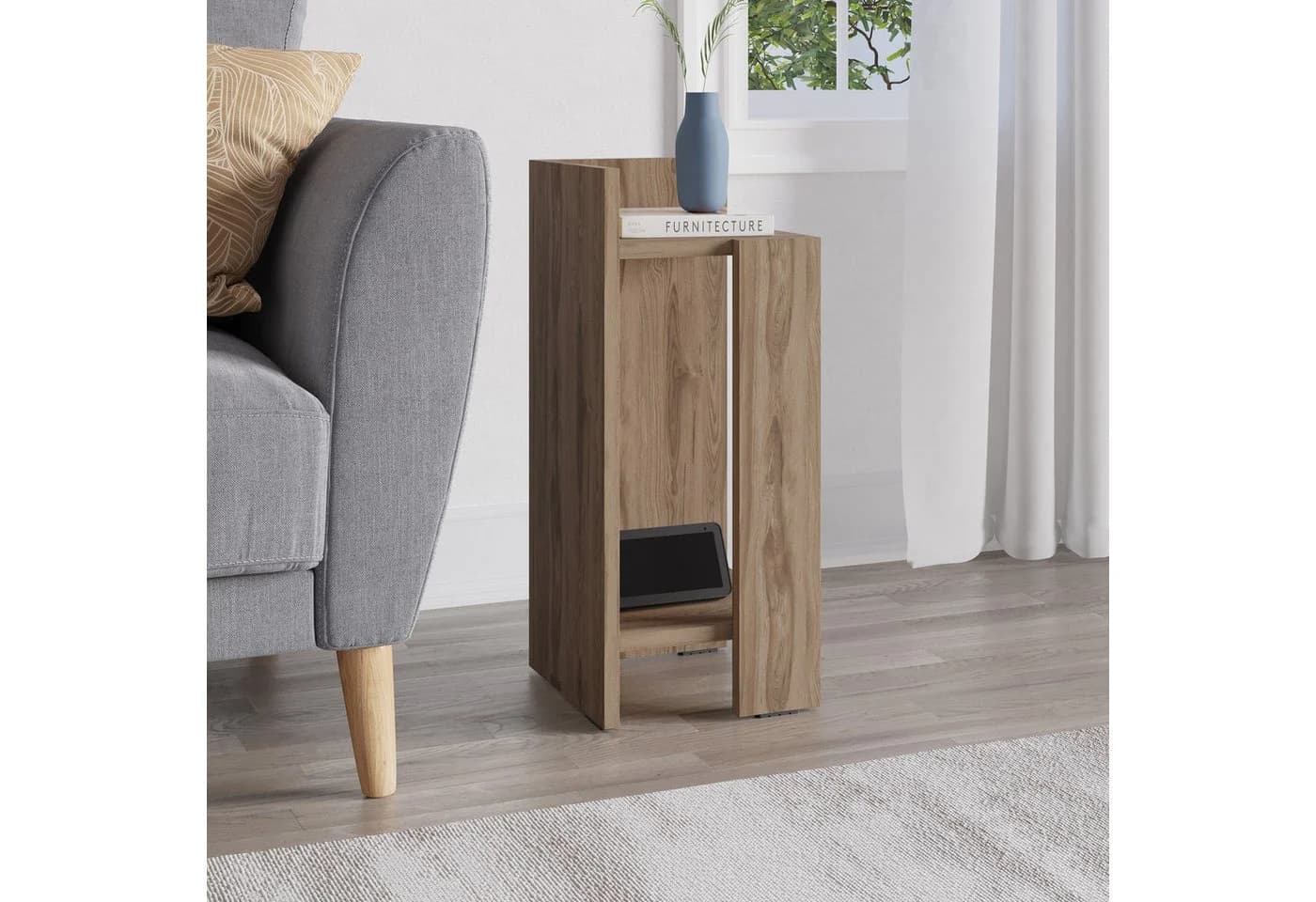 Decortie Nachttisch Elos Modern Braun Versenkbare Tür - Bild 2