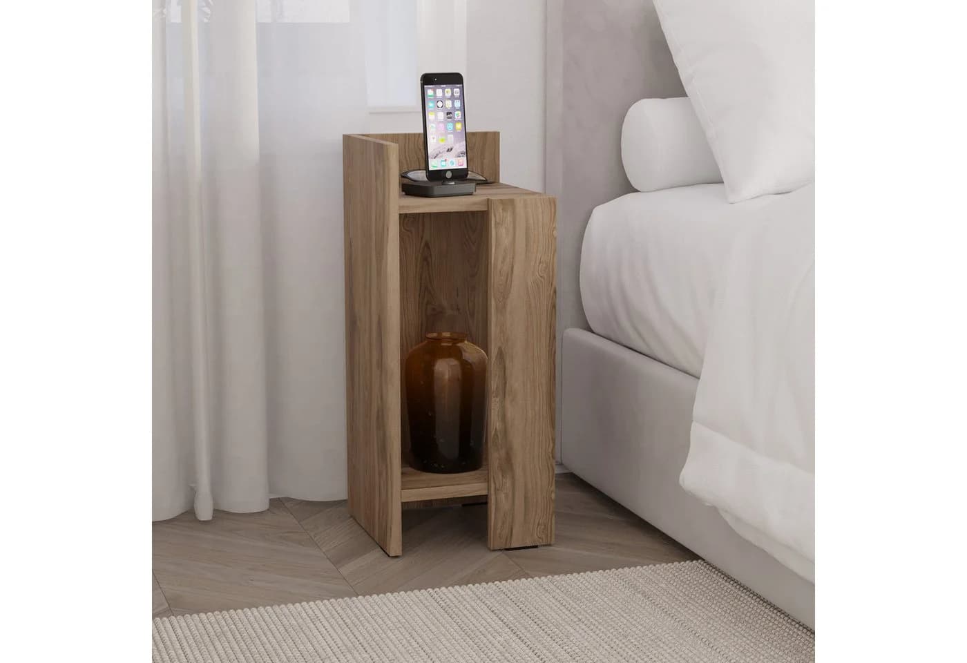 Decortie Nachttisch Elos Modern Braun Versenkbare Tür - Bild 3